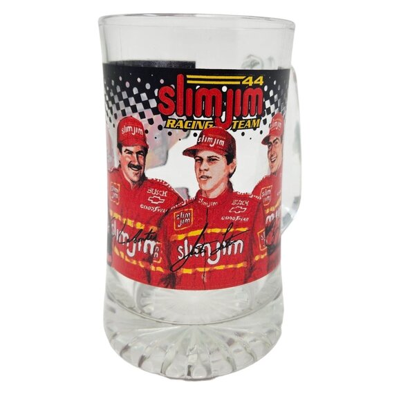 Vtg 1999 Nascar Glass Collectors Mug Busch Series Slim Jim 44 Racing Team - Picture 1 of 16